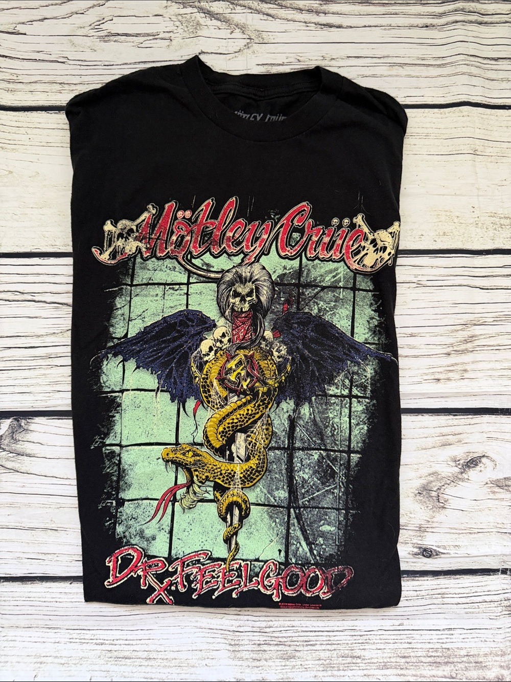 Motley Crue Men’s Dr. Feelgood Black Graphic Band Tee L